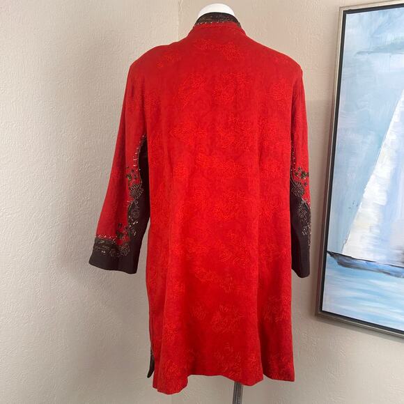 CHICO'S Beaded EMBROIDERED JACKET SZ 3
Red/Orange fully lined cotton - Picture 5 of 8